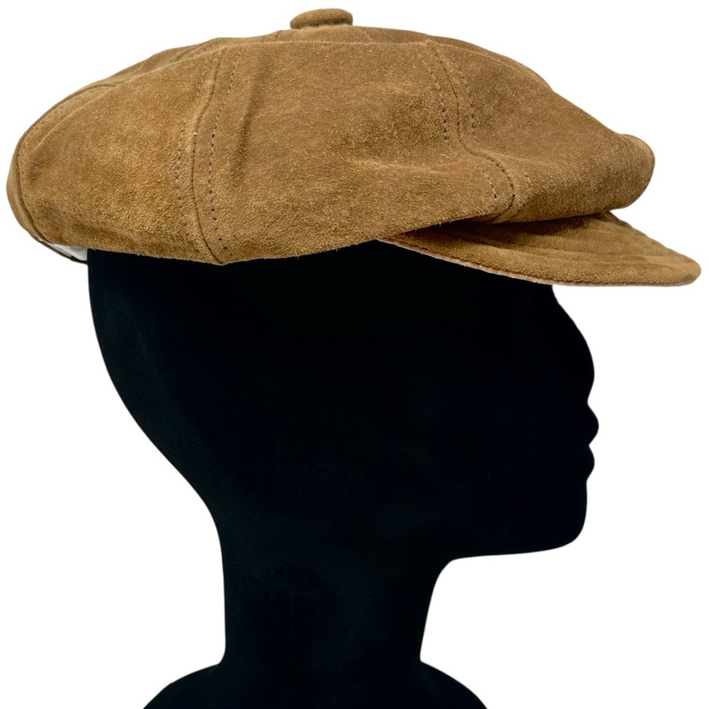 Vintage 70s Union Made USA Suede Leather Newsboy Cap Hat